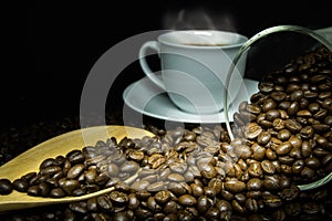 Coffee beans,coffee cup.