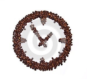 Coffee beans conventionalized to clock