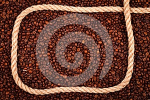 Coffee beans with cordage