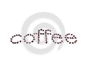 Coffee beans creating word coffee