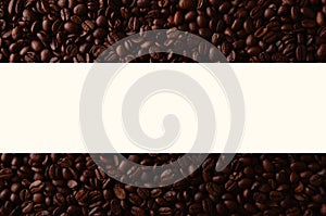 Coffee beans with creative rectangle element for graphical uses.