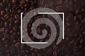 Coffee beans with creative rectangle element for graphical uses.