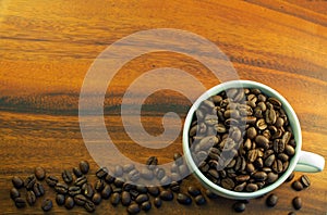Coffee beans in a cup background