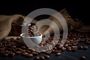 Coffee beans cup. Generate ai