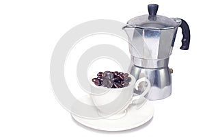 Coffee beans in cup photo