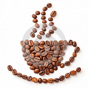 Coffee beans cup shape with steam design