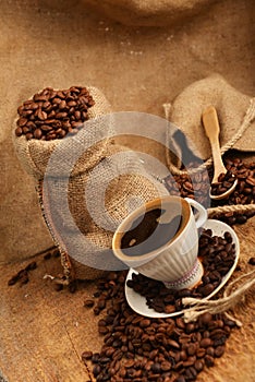 Coffee beans and cupCoffee beans and cup
