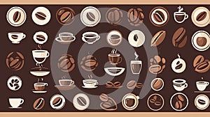 Coffee Beans and Cups Vector Pattern