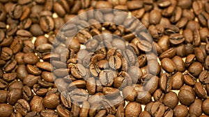 Coffee beans detail roasted cultivated Brazil. Variety Coffea arabica organic bio coffee espresso Italian preparation