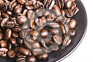 Coffee beans in the dish