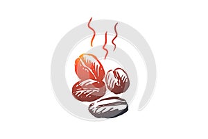 Coffee, beans, drink, espresso, grain concept. Hand drawn isolated vector.