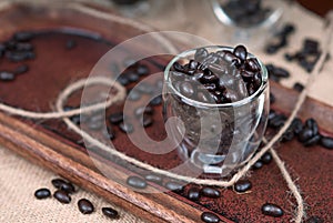 Coffee Beans in Espresso Cup