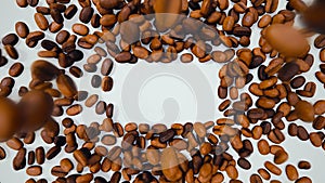 Coffee beans falling