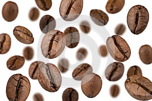 Coffee beans falling