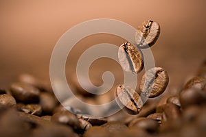 Coffee beans falling