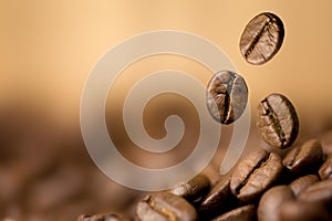 Coffee beans falling