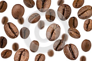 Coffee beans falling