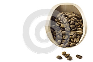 Coffee beans in the food shovel