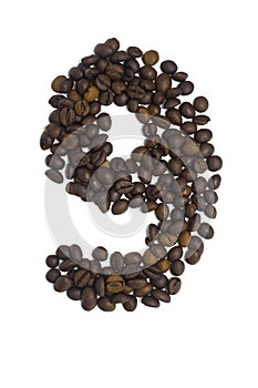 coffee beans in the form of a number 9