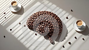 Coffee Beans Forming a Human Brain Ã¢â¬' Caffeine Effects on Brain Function, Energy and AlertnessAI Generated