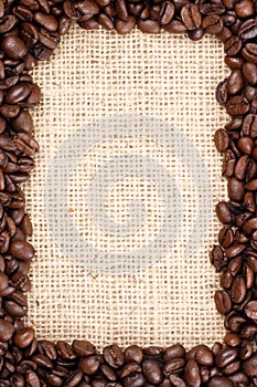 Coffee beans frame and sizal