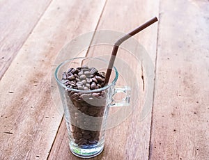 Coffee beans on a glass