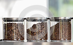 Coffee beans in glass jar