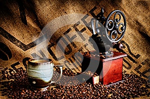 Coffee Beans and Grinder