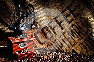Coffee Beans and Grinder