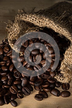 Coffee beans in gunny sack