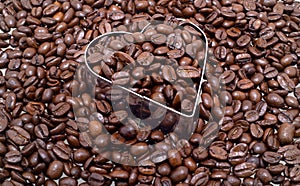 Coffee beans in a Heart shape