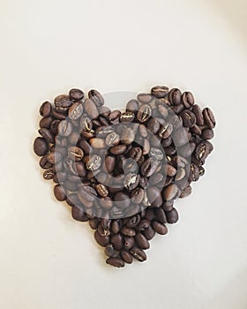 Coffee beans in heart shape