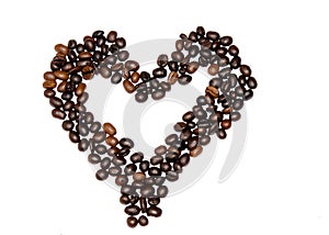 Coffee beans heart shape