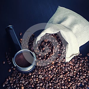 Coffee beans and holder