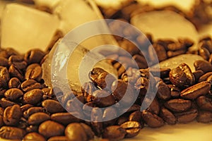 Coffee Beans And Ice Cube