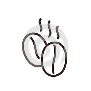 Coffee beans icon. Editable outline. Vector line.