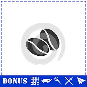 Coffee beans icon flat