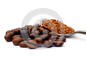 Coffee beans and instant coffee