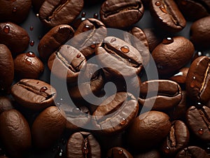 Coffee Beans Isolated Background, Close-Up Of Coffee Beans