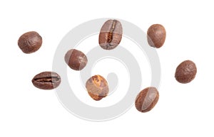 Coffee beans isolated white background