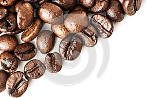 Coffee beans isolated on white background.