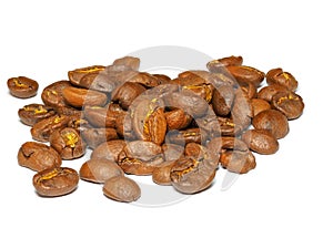 Coffee beans isolated on white background.