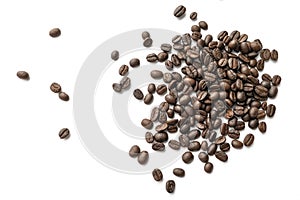 Coffee beans isolated on white background. Close-up