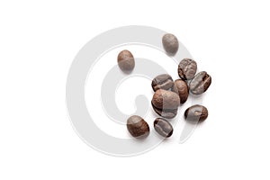 Coffee beans isolated on white background. Close-up