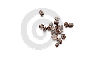 Coffee beans isolated on white background. Close-up