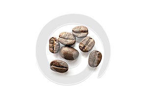 Coffee beans isolated on white background. Close-up