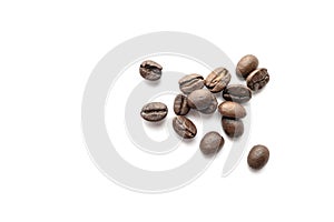 Coffee beans isolated on white background. Close-up