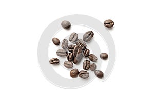 Coffee beans isolated on white background. Close-up