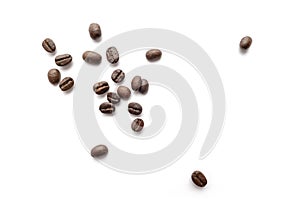 Coffee beans isolated on white background. Close-up