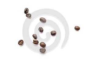 Coffee beans isolated on white background. Close-up